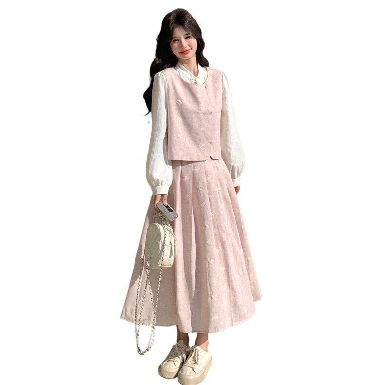 新款大货已出马甲上衣三件套半裙套装613-p225-k369,女装套装/套裙,2C062