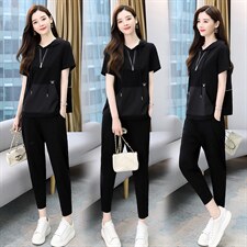 2021夏季新款简约优雅时尚气质连帽休闲舒适两件套，女装套装/套裙，魅影