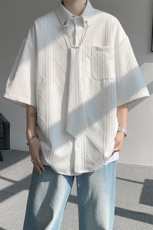 现货CS1126-特P38小众肌理感设计感大码衬衫男（含领带可拆卸），男装衬衫，电商A059