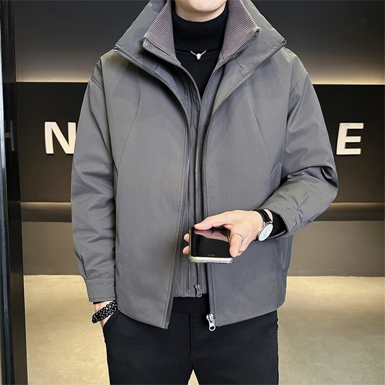 新标90绒店主风冬季男士立领假两件羽绒服保暖外套2668-P265,男装羽绒服,电商B328