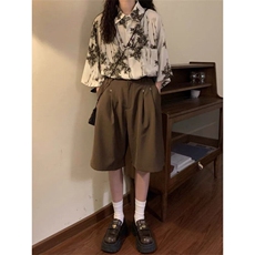 夏美式复古宽松褶皱垂感西裤高级感百搭阔腿设计感休闲裤，男装休闲裤，星座410-7