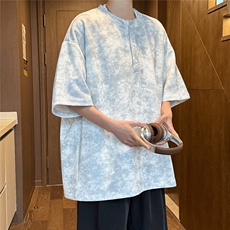 T5028/特P30夏季新款个性亨利领扎染短袖T恤男美式高街潮t恤上衣，男装T恤，电商A141