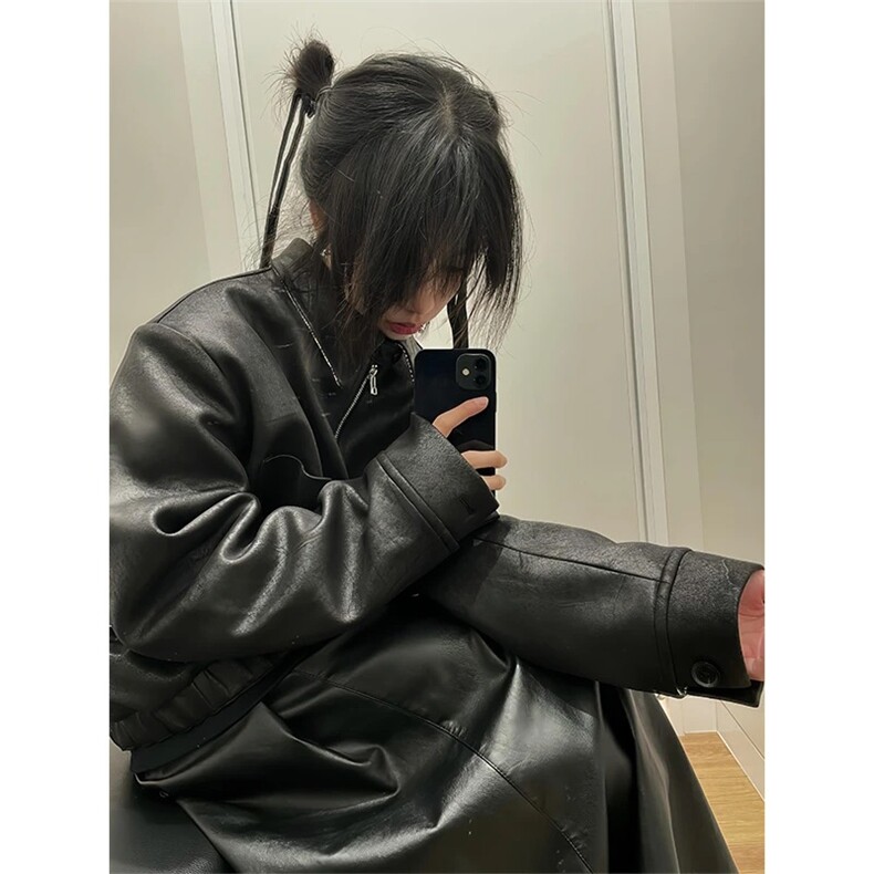美式复古猎装皮衣外套男秋冬设计高级感千鸟格夹克LJK85633-p82,男装皮衣,星座1008