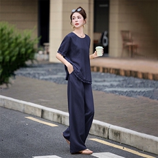 现货210-3272-P165-K218轻奢宽松上衣配阔腿裤，女装套装/套裙，韩蜜菓