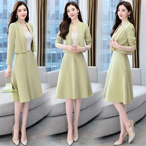 秋季新款女装套装 优雅淑女气质两件套 时尚百搭显瘦长袖外套+高腰半身裙图片