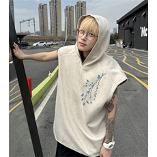 麂皮绒连帽背心坎肩男T恤美式港风JLB442-P30控48，男装背心/马甲，电商B370