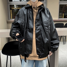 美式高街皮衣男韩版潮流口袋个性帅气2025秋冬季ins外套W5269-P69，男装皮衣，星座412