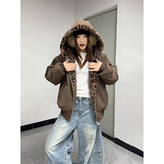 网图豹纹座山雕pu皮棉服外套男冬季加厚双面穿夹克MY82218-特P115，男装夹克，星座1007（原301D）