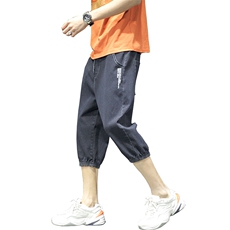 七分牛仔裤男士韩版潮流宽松加肥加大码束脚七分裤夏季8503-P35，男装牛仔裤，电商A318