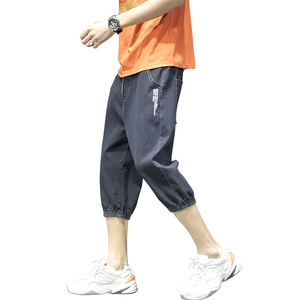 七分牛仔裤男士韩版潮流宽松加肥加大码束脚七分裤夏季8503-P35图片