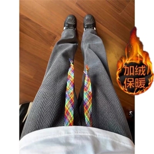 美式麦穗纹休闲裤子男冬季加绒重磅宽松直筒裤常规P32加绒P36图片