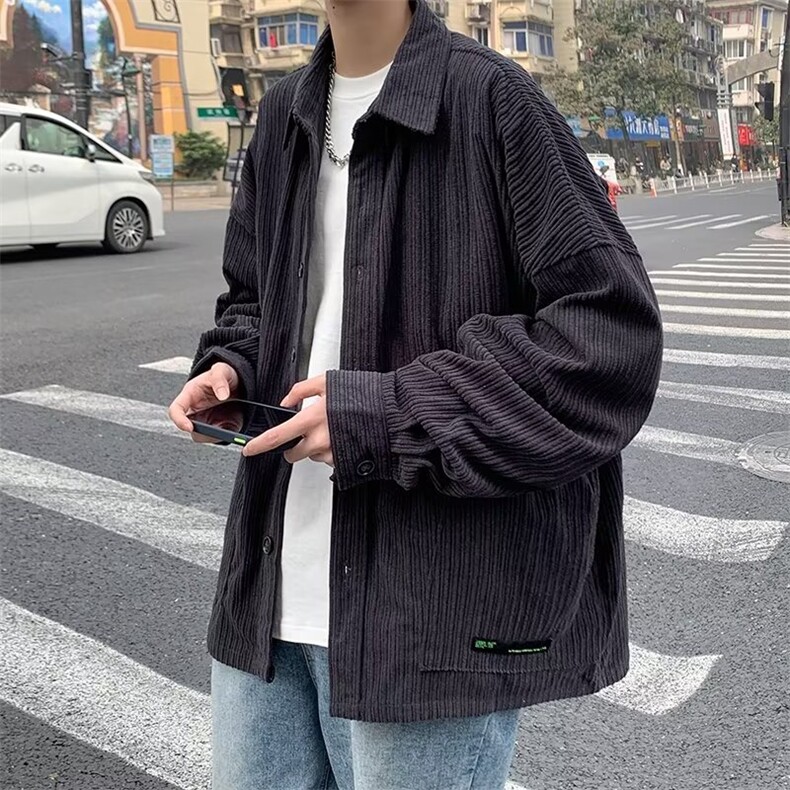 春秋高级感灯芯绒外套男秋季设计感ins潮牌夹克痞帅上衣W5121-P45图片