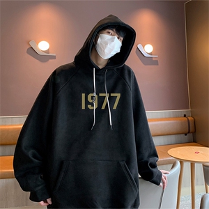 港风抖音直播得物品质宽松麂皮绒连帽卫衣W6036P48图片