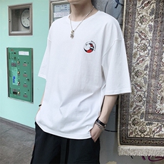 夏季青少年潮流印花短袖t恤男士休闲五分半袖上衣服DS342TP25，男装T恤，电商A102