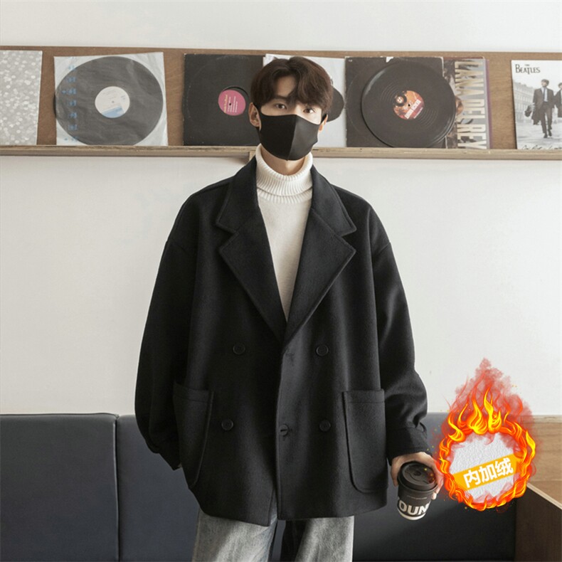 羊驼绒双排扣加绒加厚毛呢大衣504-F57-P90控128（加绒P100控148，男装毛呢大衣，星座504