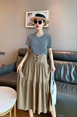 韩式休闲背带裙，女装，水锦红