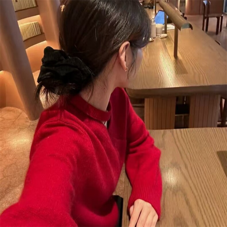 2025年秋季新款纯色挂脖v领针织套头上衣,针织衫/毛衣,旭驰羊绒