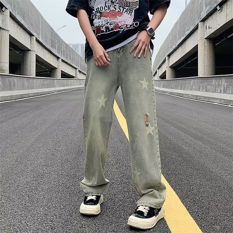微弹潮新款春季青春流行牛仔裤男ins合体直筒气质潮流长裤简约,男装牛仔裤,四季星座218-1