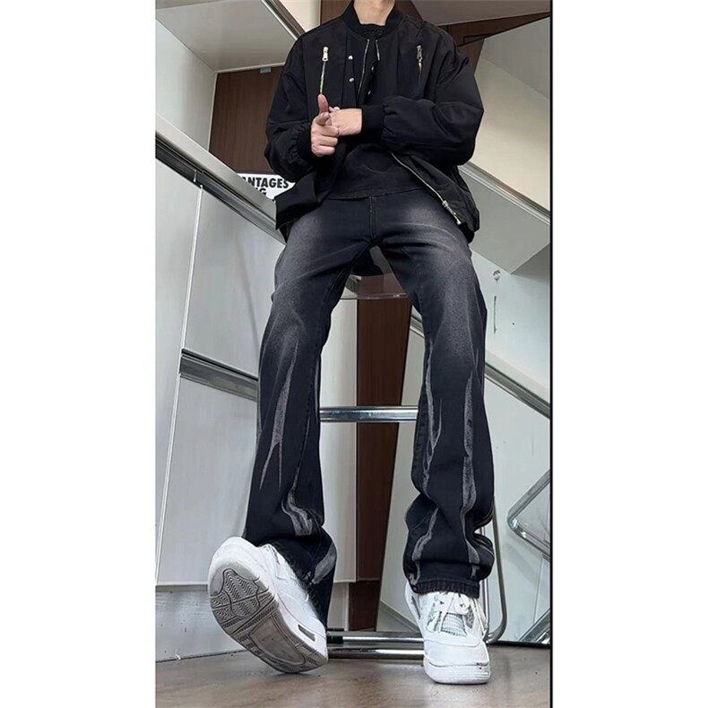 美式ins高街hiphop微喇扎染牛仔裤货号K2313P55控78,男装牛仔裤,电商A063