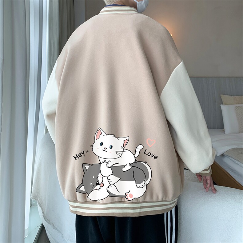 摇粒绒棒球服男大码开衫卫衣男夹克BF86300-P65,男装夹克,电商A040