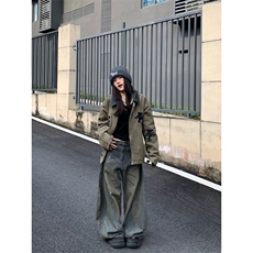 网图有货美式巴恩风卡通小熊刺绣工装外套皮领夹克男女A953-P68，男装夹克，星座1505