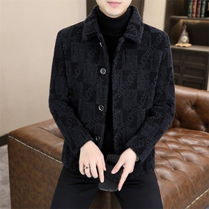 冬季新款高品质男士加棉加厚潮流修身翻领毛呢外套D69P135控228图片