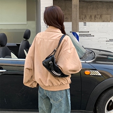 A198-P88秋季双层内里麂皮绒夹克外套复古美式翻领宽松机车服，男装夹克，星座911