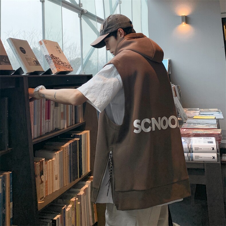 马甲男韩版潮流气泡字母连帽痞帅气2023春夏新款ins外套W4770-P35，男装背心/马甲，星座412-2
