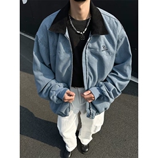 得物品质秋款男夹克衫刺绣拼接宽松外套JK3557P90，男装夹克，星座1013-1