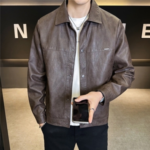 2026新款春季外套男款美式休闲翻领机车皮夹克 A313-88591-P145图片 2026新款春季外套男款美式休闲翻领机车皮夹克 A313-88591-P145图片