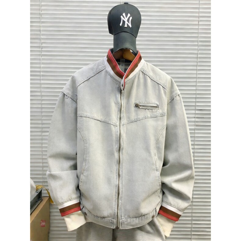 小众设计感水洗立领牛仔外套男女春秋季宽松百搭夹克潮K08964-P78，男装工装外套，星座308B-2