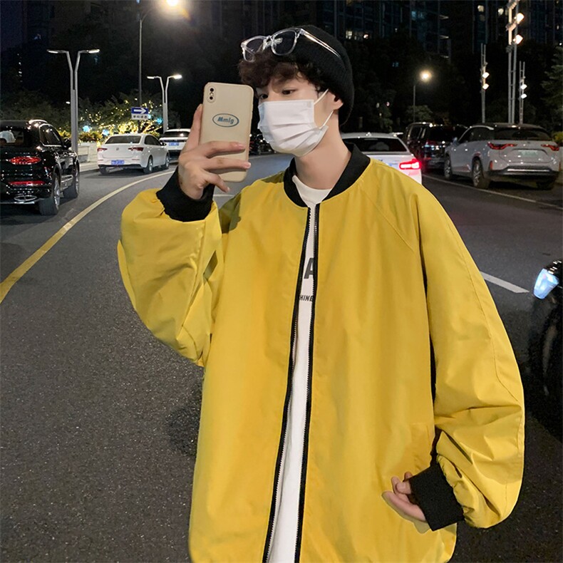 情侣潮大码宽松休闲多色光板夹克棒球服外套潮J7204P30【特价】,男装夹克,电商A007