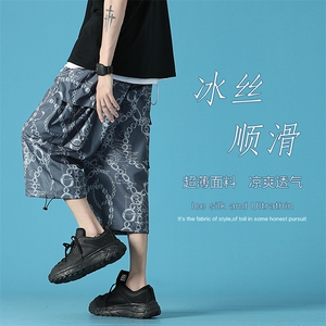 2023 夏季新款 港风蓝底大码大口袋七分裤M-5X HK21201-P40图片