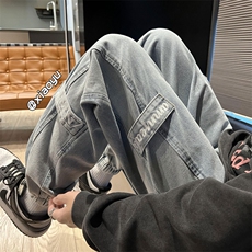 西海岸美式hiphop裤子ins高街潮牌烟灰色工装牛仔裤男束脚灯笼裤，男装牛仔裤，星座512A（原616）