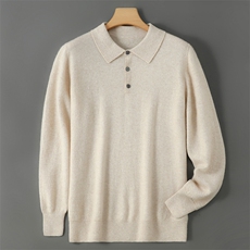 2025年秋季男POLO衫12针时尚百搭休闲通勤简约羊绒衫，男装羊绒套衫，飞艺羊绒