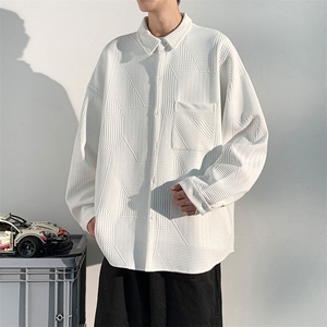 衬衫男2025春季新款港风宽松提花大码长袖衬衣CS023-P45(现货）图片