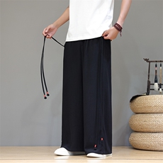 夏季大码风棉麻裤直筒休闲裤阔腿裤新中式汉服男女K258/P70，男装民族服装，电商A221A