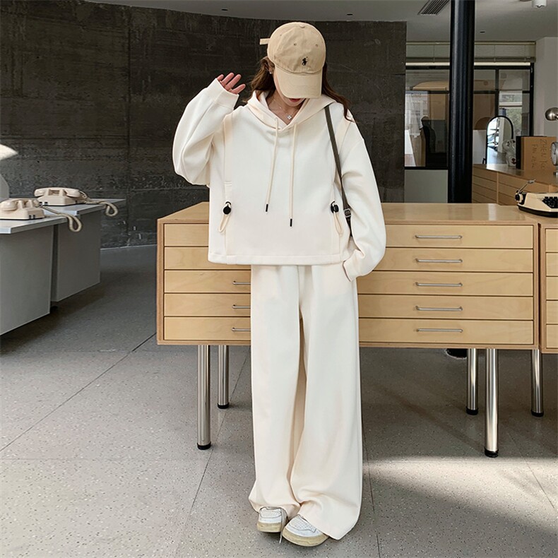 可盐可甜小个子卫衣套装女2025春季新款设计感宽松连帽卫裤两件套,女装套装/套裙,2C317A