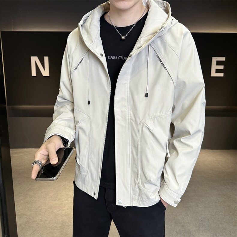 JK606-P90 2025秋季新款男士外套连帽时尚百搭休闲潮流夹克上衣图片