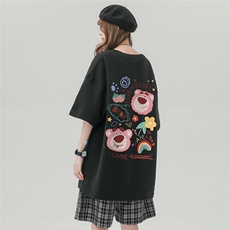 中性风23夏季新款卡通印花潮流高克重磅100棉短袖T恤T6085P30控，男装T恤，电商A268