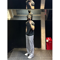 石墨灰解构美式健身运动微喇休闲裤ZK0666-P45，男装休闲裤，星座313A(原308A-2)