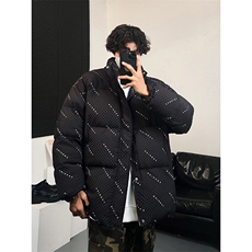 W8205P125控158华夫格印花棉衣冬季棉服外套宽松棉服情侣装，男装棉衣，电商B205