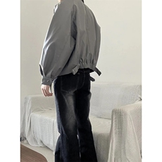 美式ins高街cleanfit重工艺水洗暗黑微喇牛仔裤货号K2401P60，男装牛仔裤，电商A063