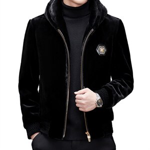 新款2021中年男士连帽外套金貂绒商务休闲保暖夹克MSNAGM682-P225,男装夹克,电商B212（原钱塘6029）