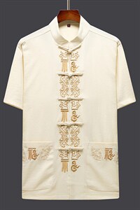 夏季唐装男士套装风中青年中式刺绣外套复古潮流汉服2023新款图片