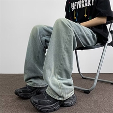 牛仔裤子男春季新款宽松直筒裤长裤痞帅拖地裤N9001，男装牛仔裤，星座1116A-1（原606A）