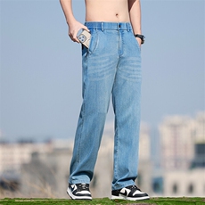 冰丝牛仔裤子男2025夏季薄款宽松直筒美式潮流天丝长裤K3020-p53，男装牛仔裤，星座224-3
