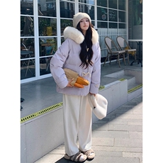 胖mm大码女装牛角扣羽绒棉服女韩系甜美风减龄棉衣连帽加厚外套女，男装棉衣，星座506A
