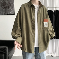 秋冬港风复古灯芯绒外套长袖衬衫宽松百搭衬衣中性日系H215/P50，男装衬衫，钱塘713