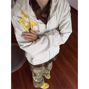 枫叶刺绣卫衣男女小众设计感休闲潮百搭外套气质新款WYW05 P60图片